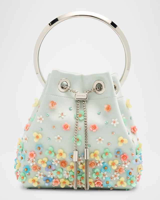 Bon Bon Floral Degrade Satin Bucket Bag